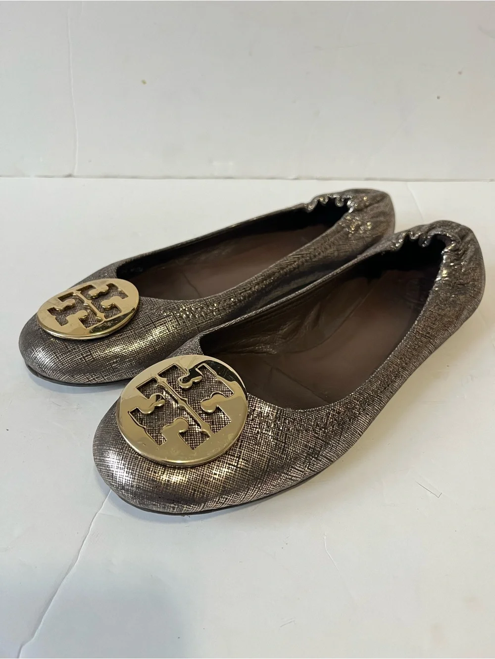 Tory Burch Minnie metallic bronze ballet flats size 9.5M